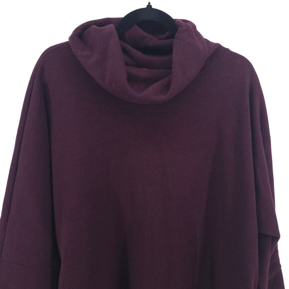 Weekenders Womens Maroon Cowl Neck SweaterTunic Split Hemline Cropped Sleeve L - Picture 2 of 11